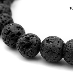 Large Hole Lava Beads: Round Black 8mm or 10mm, Natural Gemstones, 15" Strand, Volcanic Rock, 2mm Hole, Spherical Ball Shape Ships from USA! image 6
