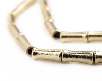 50 Gold Bamboo-Shaped Beads 12x5mm: Ethnic Metal Beads Metal Spacer Beads Tube Shaped Beads Rustic Brass Beads 5mm Brass Beads