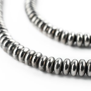 160 Smooth Silver Rondelle Beads 5mm: Ethnic Metal Beads Metal Spacer Beads Rustic Silver Beads Silver Round Beads 5mm Silver Beads