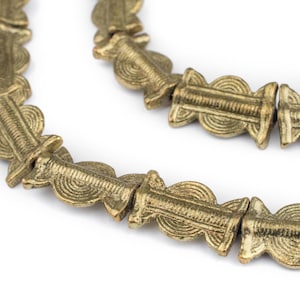20 Brass Sun & Moon Baule Beads 22x14mm: Flat African Design Tribal Metal Beads, Bronze Gold Color, Wholesale by the Strand
