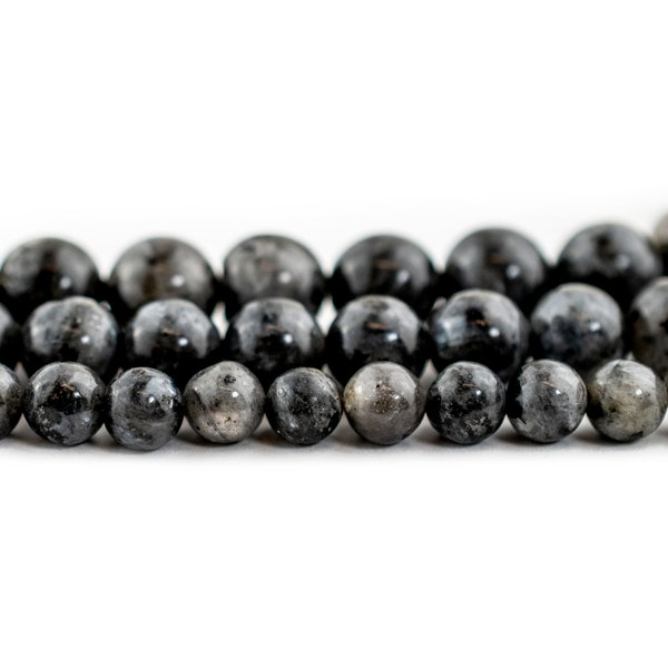 Round Labradorite Beads: 6mm 8mm 10mm Dark Black & Grey Speckled Polished Tumbled Genuine Gemstone Crystal for Home Decor and Jewelry Design