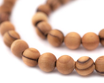 Bulk! 8mm Round Olive Wood Beads - Jewelry Making Supplies Bulk Wholesale Natural Strand Organic Rosary Wooden String (WOD-RND-BRN-131)