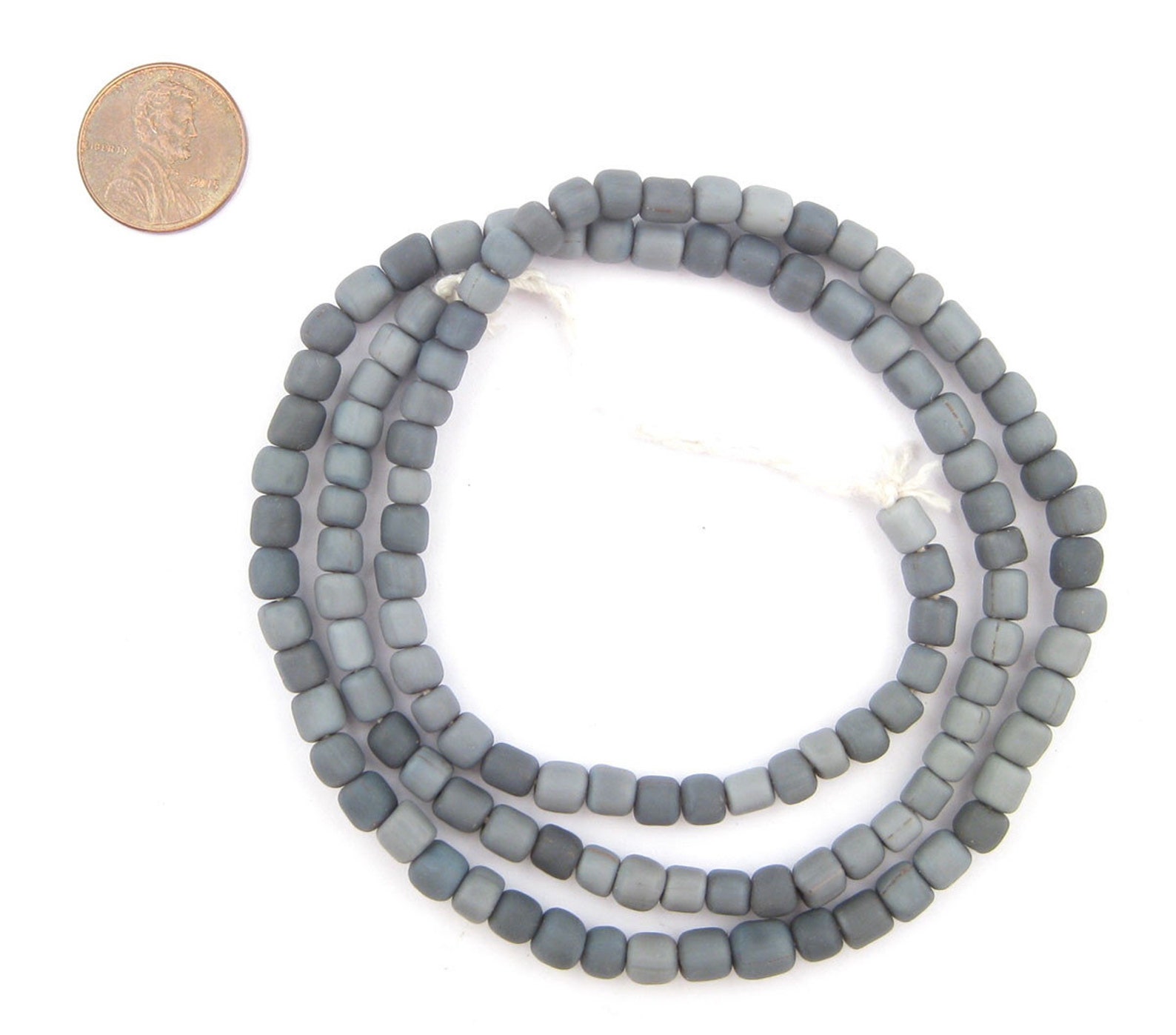 115 Grey Java Glass Beads Cylinder Glass Beads Grey Glass Etsy
