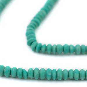 200 Green Turquoise-Style Afghani Stone Saucer Beads 4mm: Saucer Shaped Jewelry Beads, Made in Afghanistan, Wholesale Value, Sold by Strand