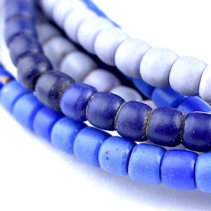 3 Strands of Turkana Vintage Turkana Beads: Vintage Glass Beads Tribal Glass Beads 6mm Glass Beads Blue Glass Beads Sahdes of Blue