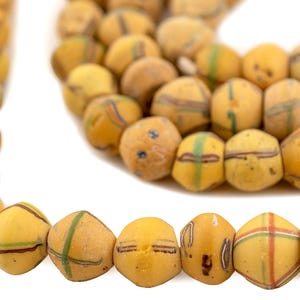 Striped Antique Venetian King Beads, Medium, 30 Inch Strand, Artisan Jewelry Supplies from Ghana