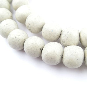 60 Moroccan Pottery Beads - Round & White - African Clay Beads - Jewelry Making Supplies - Made in Morocco ** (POT-RND-WHT-131)