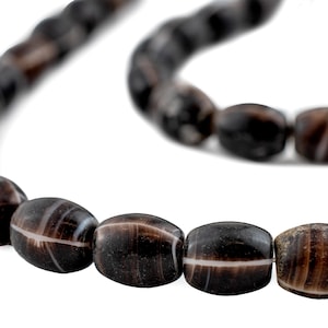 48 Old Bohemian Coffee Bean Wedding Glass Beads - African Glass Beads - Made in Czechoslovakia ** (CZEC-OVL-BRN-213)