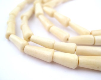 50 Kenya White Bone Beads - Bamboo Shape Beads - Kenyan Bone Beads - Ethnic Bone Beads - Tribal Bone Beads - African Beads (BON-UNU-WHT-338)