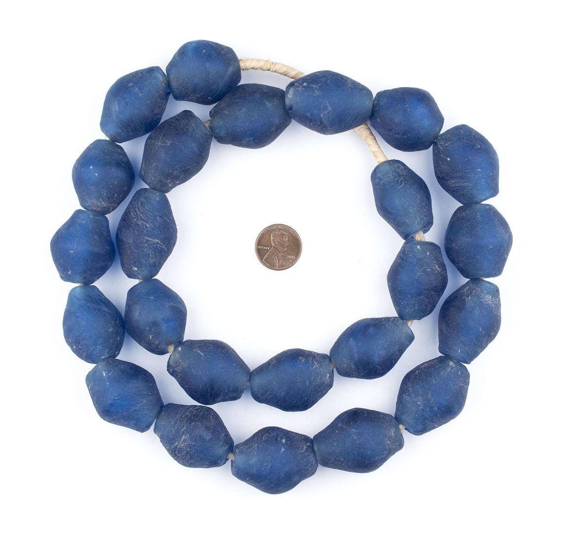 24 Jumbo Blue Bicone Recycled Glass Beads Ecofriendly Beads Etsy