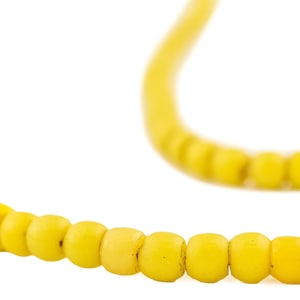 115 Old Yellow Kenya Turkana Beads - African Glass Beads - Jewelry Making Supplies - Made in Ghana ** (TRK-CYL-YLW-100)