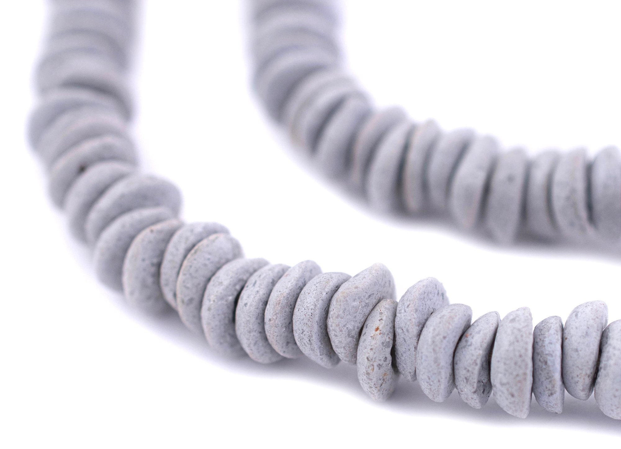 140 Light Grey Ashanti Glass Saucer Beads 10mm: Ashanti Glass Beads Grey Ashanti Beads Saucer Shaped Beads Ghanaian Glass Beads