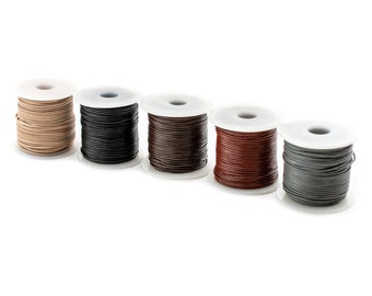 Cordon rond en cuir : 0,8 mm 1 mm 1,5 mm 2 mm Naturel polyvalent, flexible, durable, organique, enroulement, cordon de tissage, pour la fabrication de bijoux à bricoler soi-même