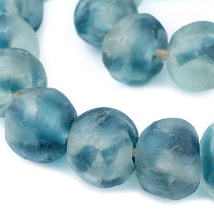 25 Super Jumbo Blue Wave Marine Recycled Glass Beads 32mm: Farmhouse Beads Coffee Table Beads Handmade Glass Beads Glass Round Beads