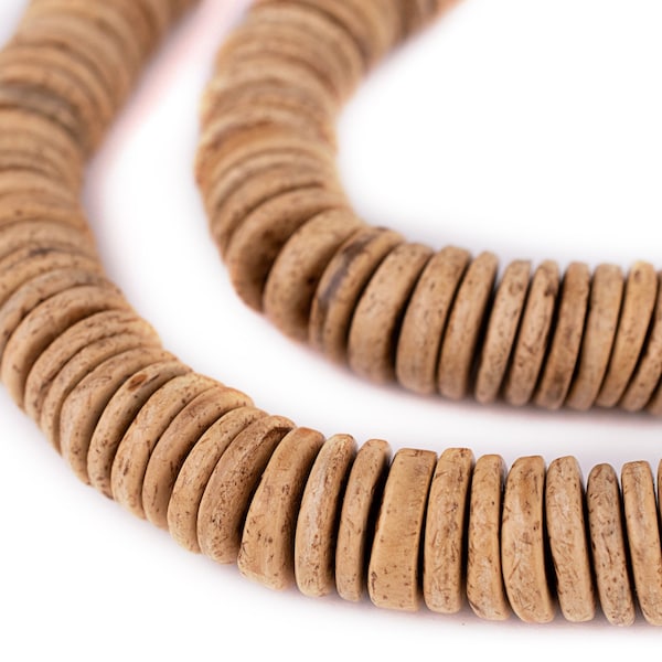 115 Cream Disk Coconut Shell Beads 15mm: Coconut Beads Coconut Disk Beads Real Coconut Recycled Wood Beads Brown Wood Beads Wood Disk Beads