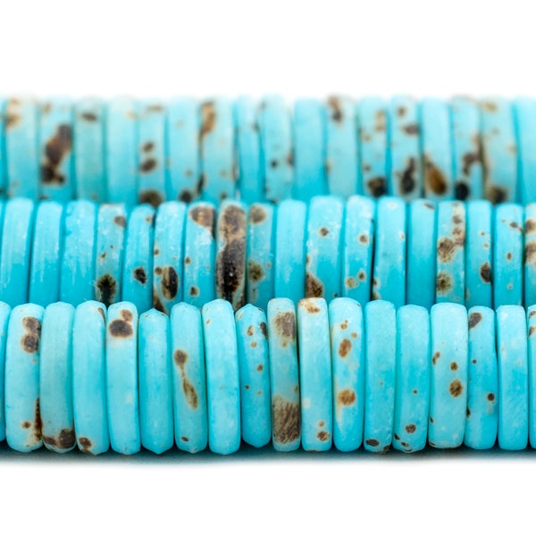 Turquoise Bone Button Beads: Nepal Rustic Round Flat Disks Rondelle Donut, 8mm 10mm 14mm, Gemstone Style, By Strand, Ships from USA!