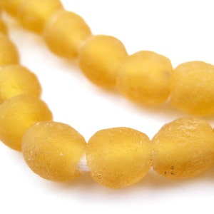 60 Light Orange Recycled Glass Beads - African Spacer Beads - Light Orange Beads - Glass Spacer Beads - Ghana Glass Beads (RCY-RND-ORG-978)