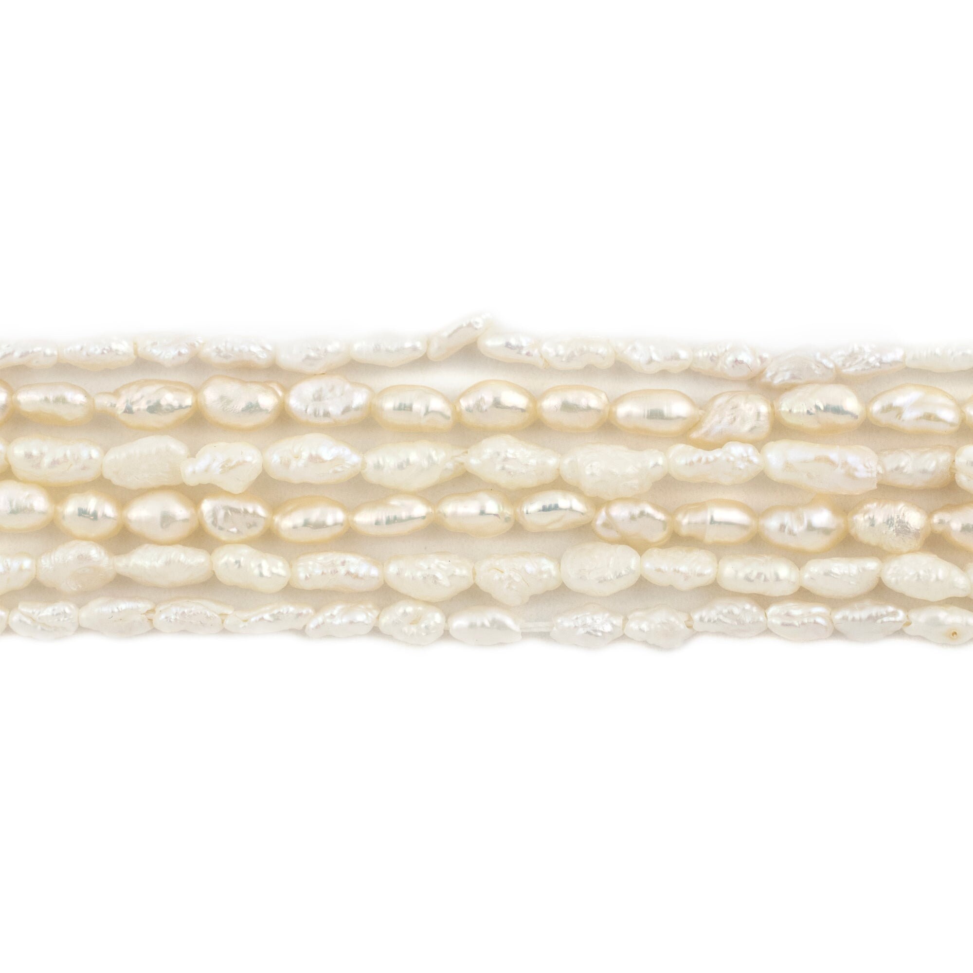 Textured Vintage Japanese Rice Pearl Beads, Textured White 2-3mm, 16 ...