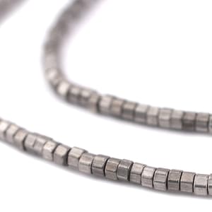 340 Antik Silber Prisma Heishi Perlen 3 mm: Alte afrikanische Perlen African Trade Beads Metall Spacer Perlen winzige Silberperlen Silber Heishi Perlen