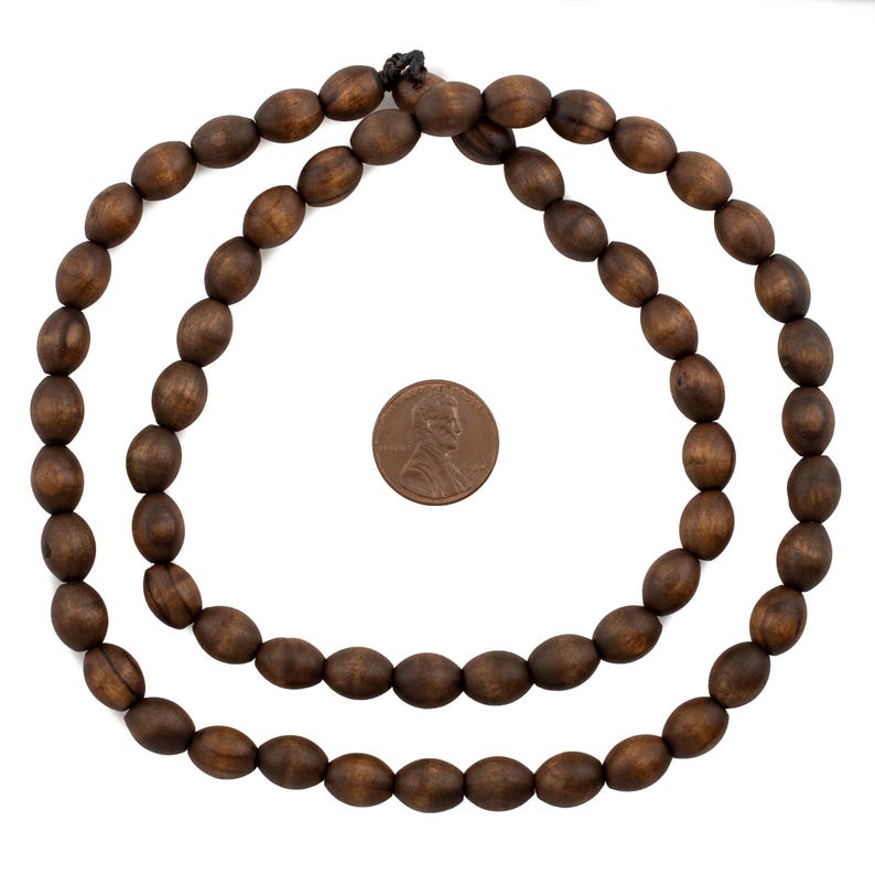 59 Vintage-Style Oval Olive Wood Beads from Bethlehem 10x8mm: Palestinian Beads Holy Land Rosary Handmade Wood Beads Wood Oval Beads image 2