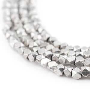 200 Silver Faceted Diamond Cut Beads 3mm: Metal Spacer Beads Ethnic Metal Beads Silver Spacer Beads 3mm Silver Beads Faceted Cube Beads