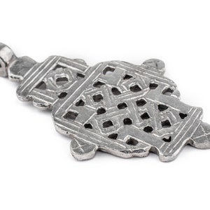 Silver Ethiopian Coptic Cross: Pendant African Necklace White Metal Finding Jewelry Charm Orthodox Handmade (PND-CSM-646)