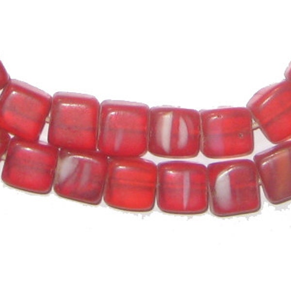 60 Czech Trade Beads - Old Red Cube Beads - African Trade Beads - Antique African Beads - Made in Czechoslovakia ** (CZEC-CUB-RED-215)