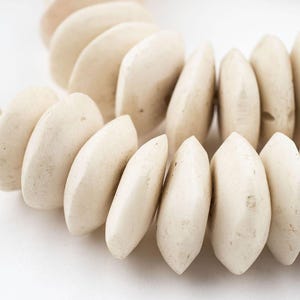 70 White Bone Beads: Handmade Bone Beads Kenya Bone Beads Saucer Shaped Beads Big Bone Beads Beaded Wall Hanging (BON-SCR-WHT-424)