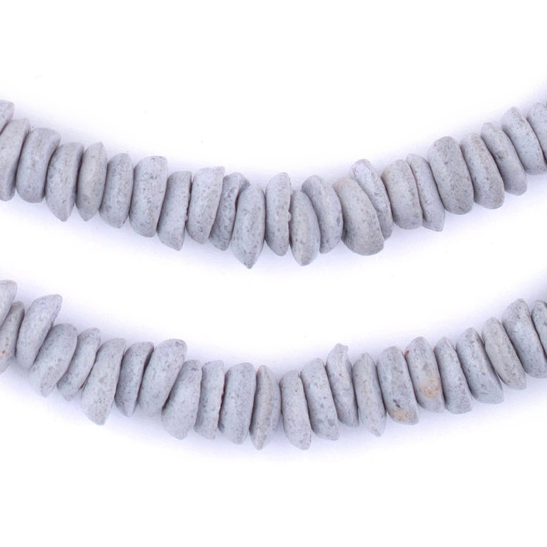 177 Light Grey Ashanti Glass Saucer Beads 10mm Ashanti Glass Beads Grey Ashanti Beads Saucer Shaped Beads Ghanaian Glass Beads