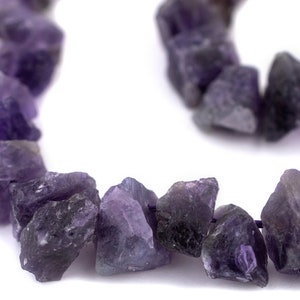 45 Rough Amethyst Nugget Beads: Natural Large Rustic Purple Raw Gemstone Beads Rough Cut Matte Finish, Full 16 Inch Strand, High Quality