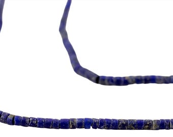125 Tiny Lapis Lazuli Cylindrical Heishi Beads - Afghani Gemstone Beads - Jewelry Making Supplies - Made in Afghanistan * (LAP-HSHI-BLU-107)