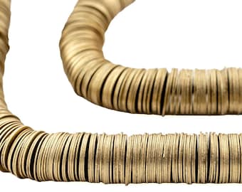 Cuentas Heishi de disco plano de latón, 10 mm, tira de 8,5 pulgadas, suministros de joyería artesanal de alta calidad.