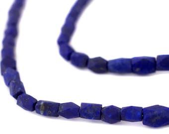 60 Faceted Afghani Lapis Beads 6x4mm: Blue Gemstone Beads Imported from Afghanistan, Wholesale Value, Deep Indigo Blue, Sold by the Strand