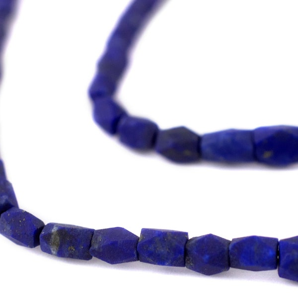 75 Faceted Afghani Lapis Beads 6x4mm: Blue Gemstone Beads Imported from Afghanistan, Wholesale Value, Deep Indigo Blue, Sold by the Strand