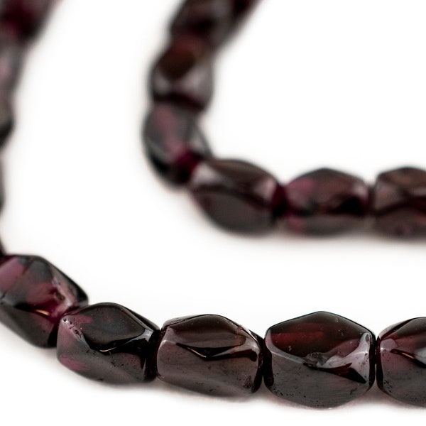 49 Faceted Rectangle Garnet Beads 6mm: High Quality Vintage Purple Gemstone Beads from India, Limited Quantities Available, Sold by the Stra