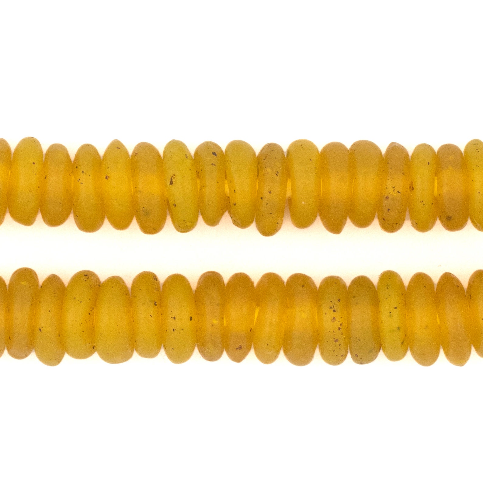 100 Recycled Glass Beads Yellow African Beads Ghana Disk Etsy