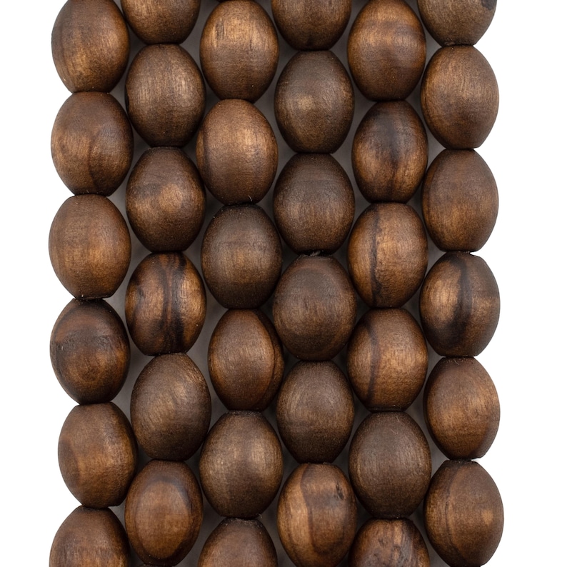 59 Vintage-Style Oval Olive Wood Beads from Bethlehem 10x8mm: Palestinian Beads Holy Land Rosary Handmade Wood Beads Wood Oval Beads image 5