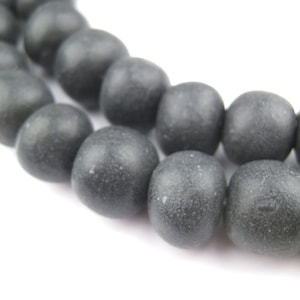 55 Black Moroccan Pottery Beads Round - African Clay Beads - Jewelry Making Supplies - Made in Morocco ** (POT-RND-BLK-129)