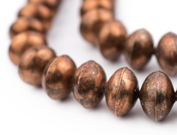 Ethiopian Wired Brass Saucer Beads 20mm African Large Hole 24 Inch Strand