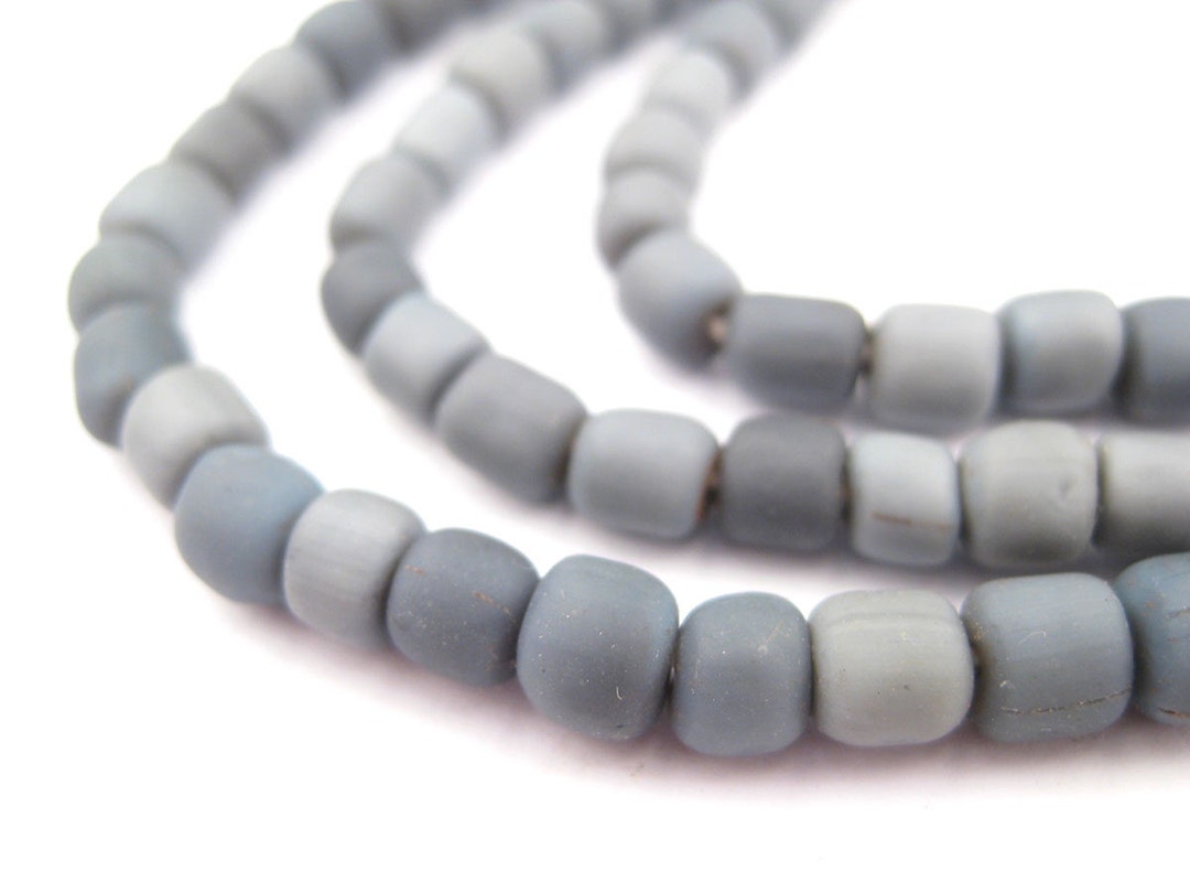 115 Grey Java Glass Beads Cylinder Glass Beads Grey Glass Etsy