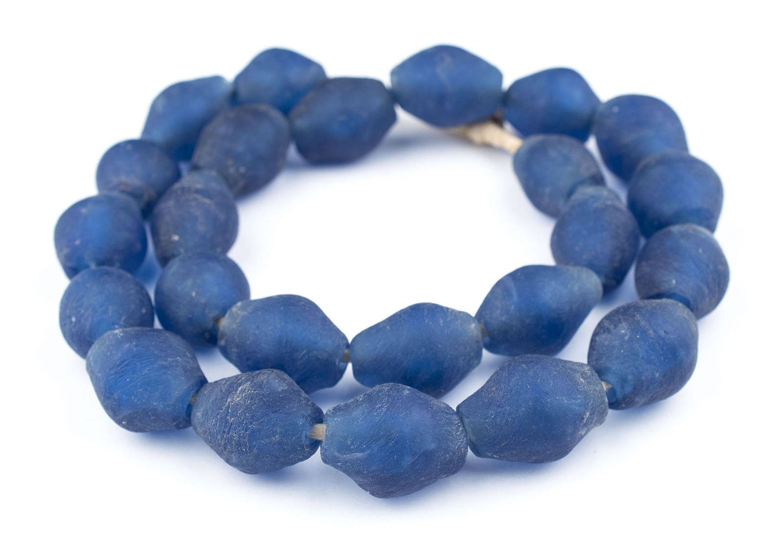 24 Jumbo Blue Bicone Recycled Glass Beads Ecofriendly Beads Etsy