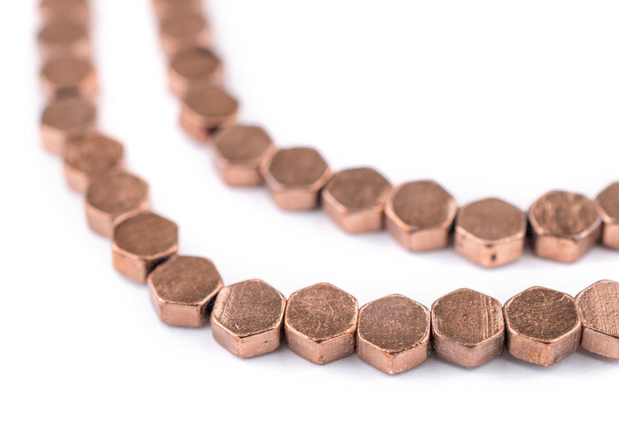 120 Hexagonal Copper Beads 6mm: Ethnic Metal Beads Metal Spacer Beads Boho Copper Beads 6mm Copper Beads Tabular Shaped Beads Flat Beads
