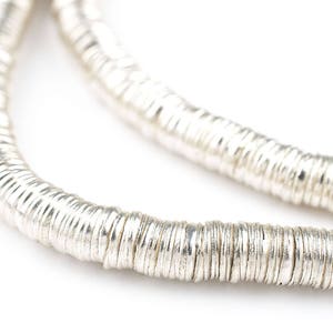 748 Silver Interlocking Crisp Beads: Ethnic Metal Beads Metal Spacer Beads, 4mm or 6mm Silver Beads Heishi Cup Shaped Thin Metal Sheet Beads