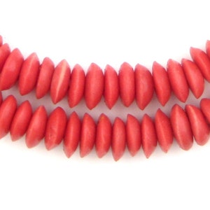 120 Crimson Red Ashanti Glass Saucer Beads - Ashanti Glass Beads - Disk Spacer Beads - Fair Trade Beads - Red Saucer Beads (SAND-DSK-RED-71)