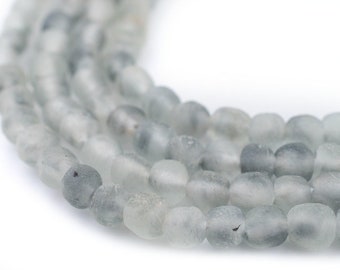 60-70 Grey Mist Recycled Glass Beads 7mm: Bottle Glass Beads Translucent Glass Powder Glass Beads Ghana Krobo Beads 8mm Glass Beads