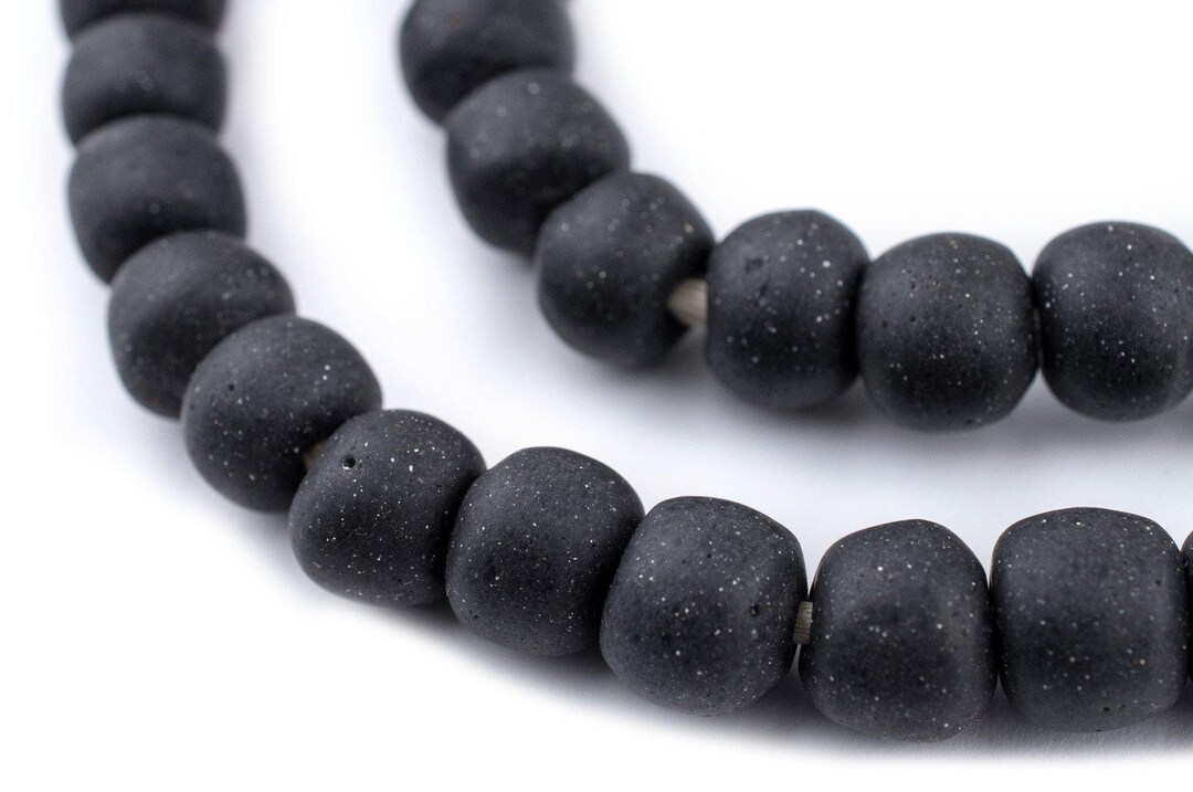 55 Dark Grey Opaque Recycled Glass Beads 11mm: Fair Trade - Etsy