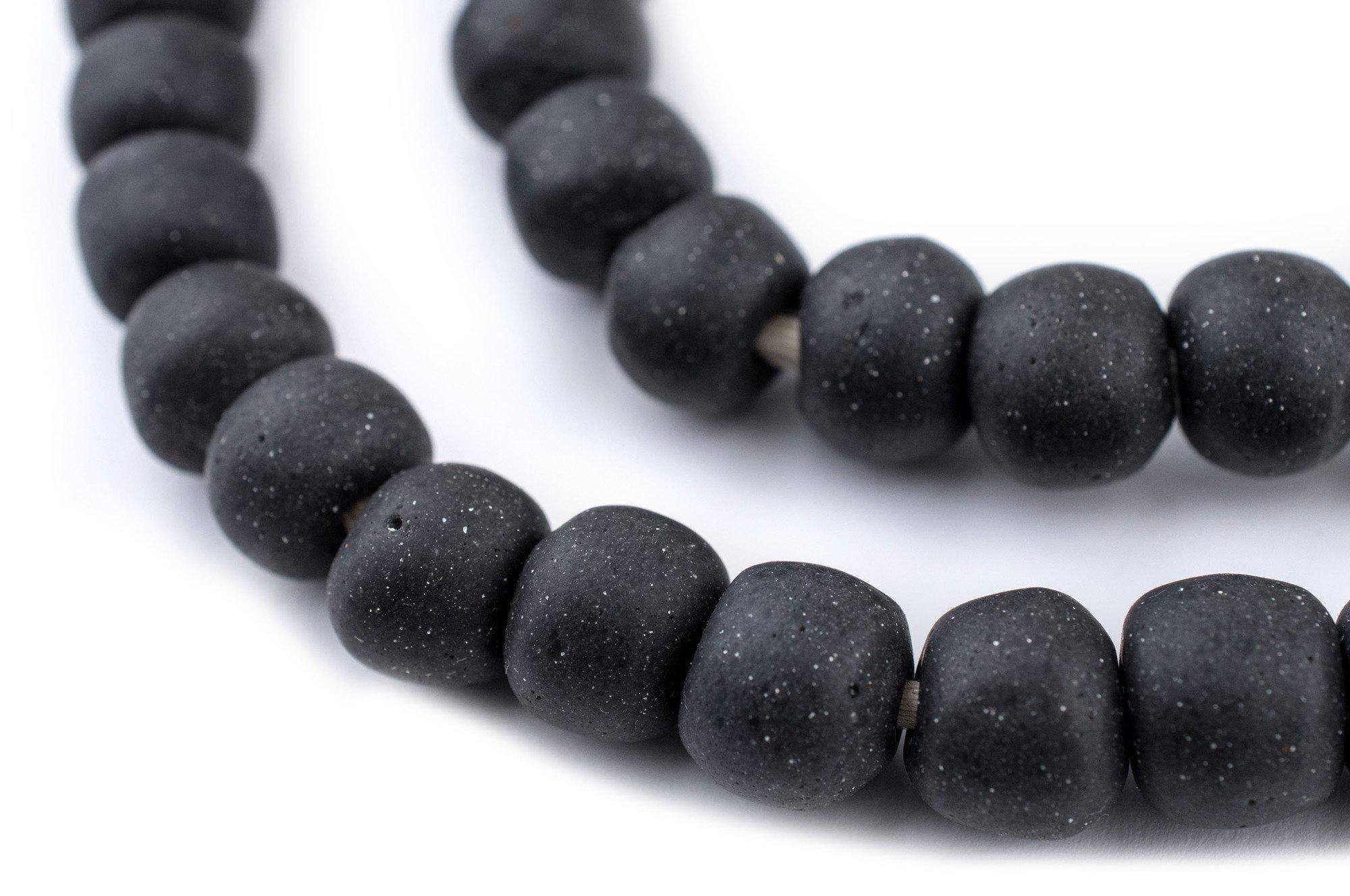 55 Dark Grey Opaque Recycled Glass Beads 11mm Fair Trade Etsy