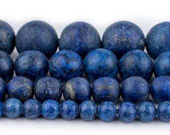 Lapis Lazuli Beads: Round Matte Gemstone Wholesale 4mm 6mm 8mm 10mm Genuine Natural Frosted Blue Stone Healing Full Strand for DIY Jewelry