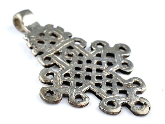 Pendant Axum Traditional White Metal African Finding Necklace Jewelry Orthodox Silver Ethiopian Coptic Cross PND-CSL-644