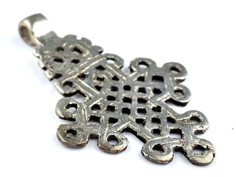 Pendant Axum Traditional White Metal African Finding Necklace Jewelry Orthodox Silver Ethiopian Coptic Cross PND-CSL-644